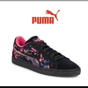 PUMA SUEDE BLACK TROPICAL PARADISE PINK MEN SNEAKERS SIZE 8.5